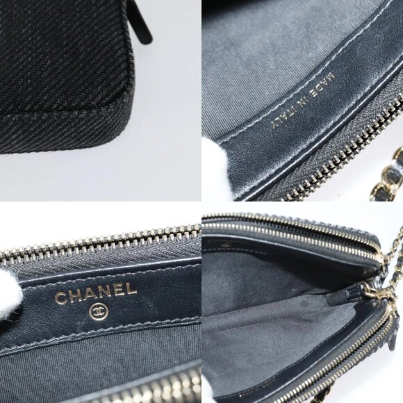 CHANEL Deauville line COCO Mark Chain Wallet Raffia Navy Gold CC Auth 127827 - Picture 14 of 14